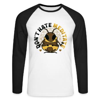 Don't Hate Meditate Kundalini Yoga - Unisex Long Sleeve Baseball T-Shirt - white/black - Front - Nik (191cm)