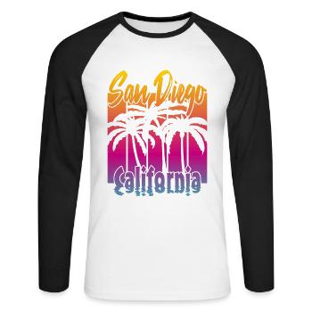 Vintage San Diego California - Unisex Long Sleeve Baseball T-Shirt - white/black - Front - Nik (191cm)
