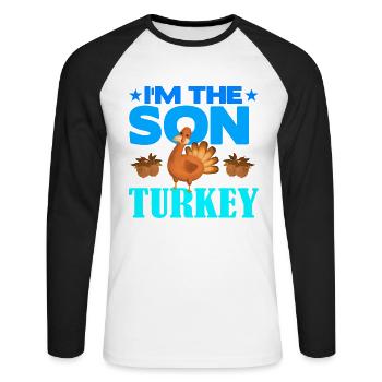 I'm the Son Turkey - Unisex Baseballshirt langarm - Weiß/Schwarz - Vorne - Nik (191cm)