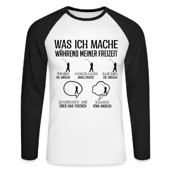 Fischer | Fischen Angeln Fisch Symbol - Unisex Baseballshirt langarm - Weiß/Schwarz - Vorne - Nik (191cm)