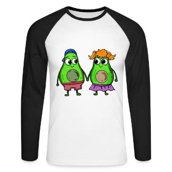 Avocado Paar - Unisex Baseballshirt langarm - Weiß/Schwarz - Vorne - Nik (191cm)