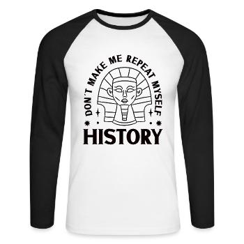 Férus d'histoire Férus d'histoire - T-shirt baseball manches longues Homme - blanc/noir - Devant - Nik (191cm)