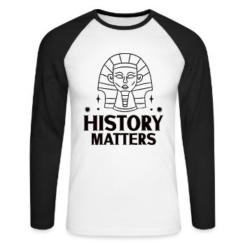 History historian History - Unisex Long Sleeve Baseball T-Shirt - white/black - Front - Nik (191cm)