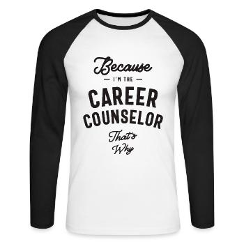 Berufsberater Berufsbezeichnung Beruf - Unisex Baseballshirt langarm - Weiß/Schwarz - Vorne - Nik (191cm)
