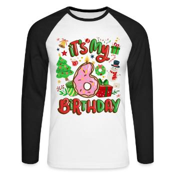 Es Ist Mein 6 Geburtstag Schneemann Weihnachten - Unisex Baseballshirt langarm - Weiß/Schwarz - Vorne - Nik (191cm)