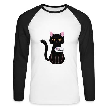 I puked funny cat American choice - Unisex Long Sleeve Baseball T-Shirt - white/black - Front - Nik (191cm)