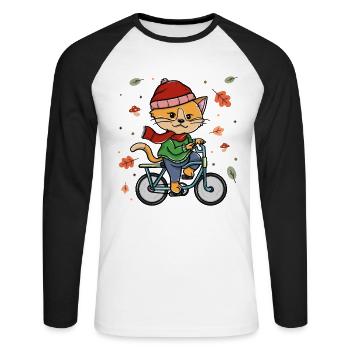 Cyclisme Automne Cyclisme Cat Rider - T-shirt baseball manches longues Homme - blanc/noir - Devant - Nik (191cm)
