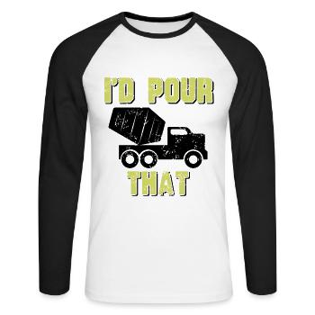 Conception de construction en béton pour les travailleurs de la construction et les chantiers de construction - T-shirt baseball manches longues Homme - blanc/noir - Devant - Nik (191cm)
