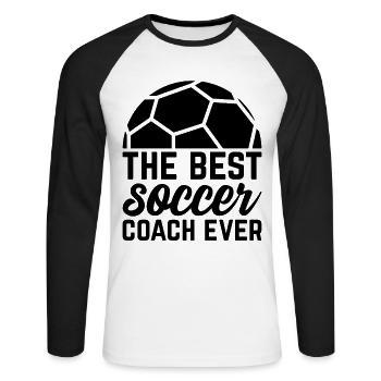 Soccer Trainer - The Best Soccer Coach Ever - Unisex Long Sleeve Baseball T-Shirt - white/black - Front - Nik (191cm)