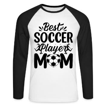Soccer Lover Soccer Mama - Best Soccer Player Mom - Unisex Baseballshirt langarm - Weiß/Schwarz - Vorne - Nik (191cm)