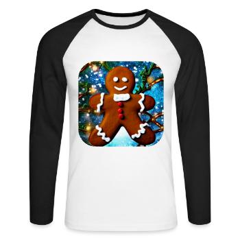 Weihnachts Lebkuchenmann - Unisex Baseballshirt langarm - Weiß/Schwarz - Vorne - Nik (191cm)