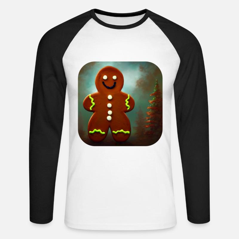 Weihnachts Lebkuchenmann - Unisex Baseballshirt langarm - Weiß/Schwarz