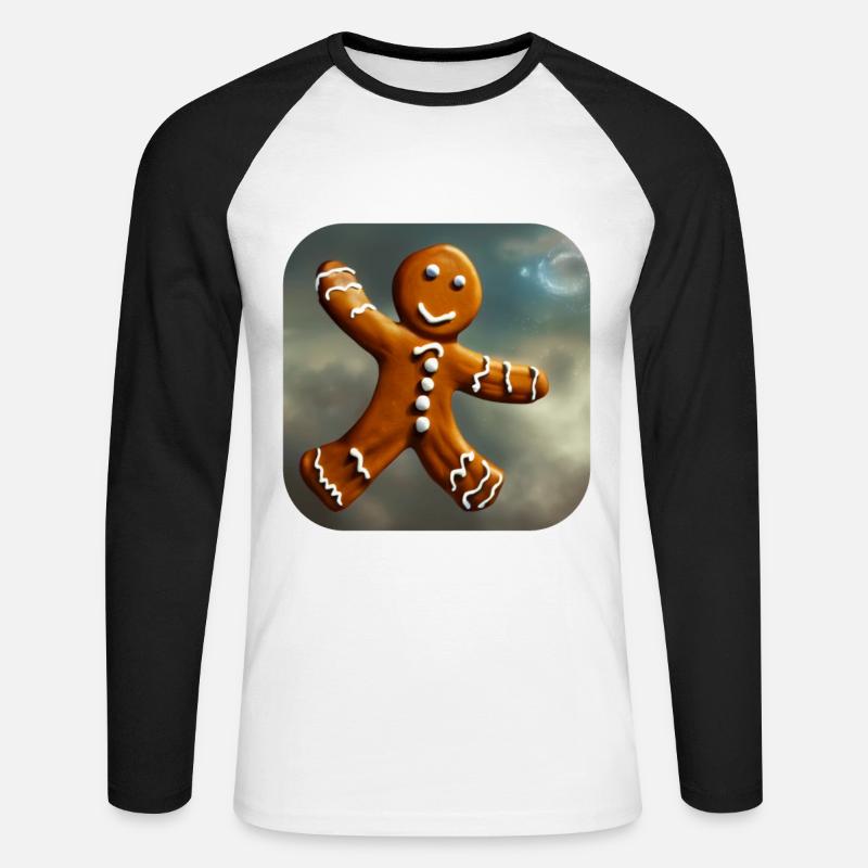 Weihnachts Lebkuchen - Unisex Baseballshirt langarm - Weiß/Schwarz