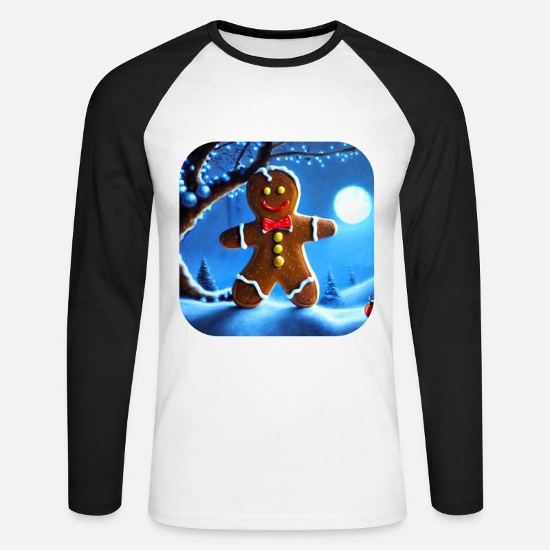 Weihnachts Lebkuchenmann - Unisex Baseballshirt langarm - Weiß/Schwarz