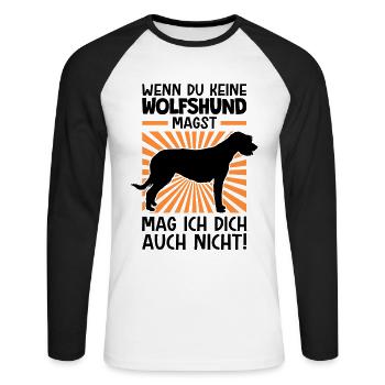 Irischer Wolfshund nicht mögen Irish Wolfhound - Unisex Baseballshirt langarm - Weiß/Schwarz - Vorne - Nik (191cm)