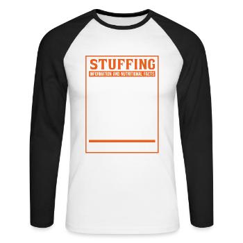 Turkey FillingThanksgiving Fall Season Pumpkin - Unisex Long Sleeve Baseball T-Shirt - white/black - Front - Nik (191cm)