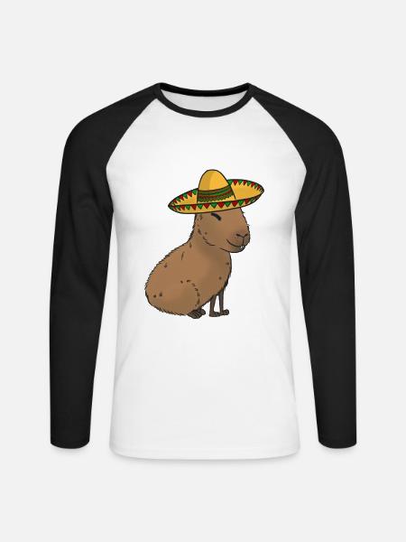 Mexican Capybara - Unisex Baseballshirt langarm - Weiß/Schwarz