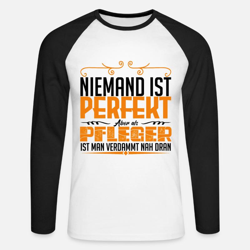 PFLEGER - Leben - Unisex Baseballshirt langarm - Weiß/Schwarz
