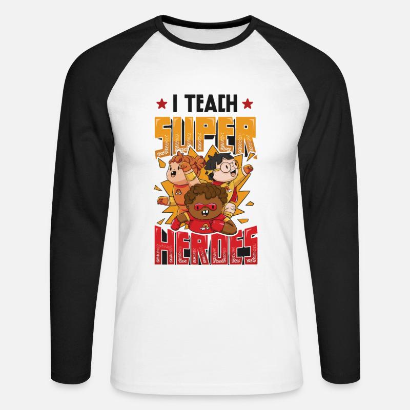 Ich Unterrichte Superhelden - Unisex Baseballshirt langarm - Weiß/Schwarz