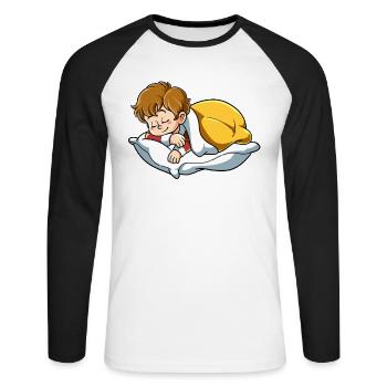Lieblings Schlafshirt Junge - Unisex Baseballshirt langarm - Weiß/Schwarz - Vorne - Nik (191cm)