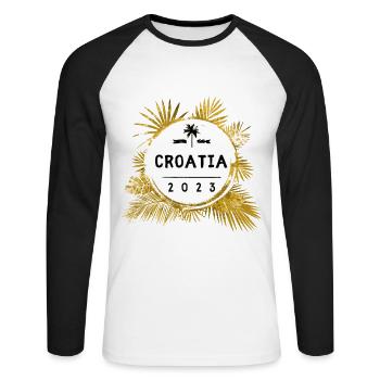 Croatia 2023 Colorful - Unisex Long Sleeve Baseball T-Shirt - white/black - Front - Nik (191cm)