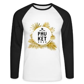 Phuket 2023 Bunt - Unisex Baseballshirt langarm - Weiß/Schwarz - Vorne - Nik (191cm)