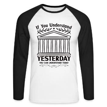 Geschichtshistoriker Geschichtsinteressierter - Unisex Baseballshirt langarm - Weiß/Schwarz - Vorne - Nik (191cm)