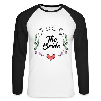 Bride Hen Party - Bride JGA - T-shirt baseball manches longues Homme - blanc/noir - Devant - Nik (191cm)