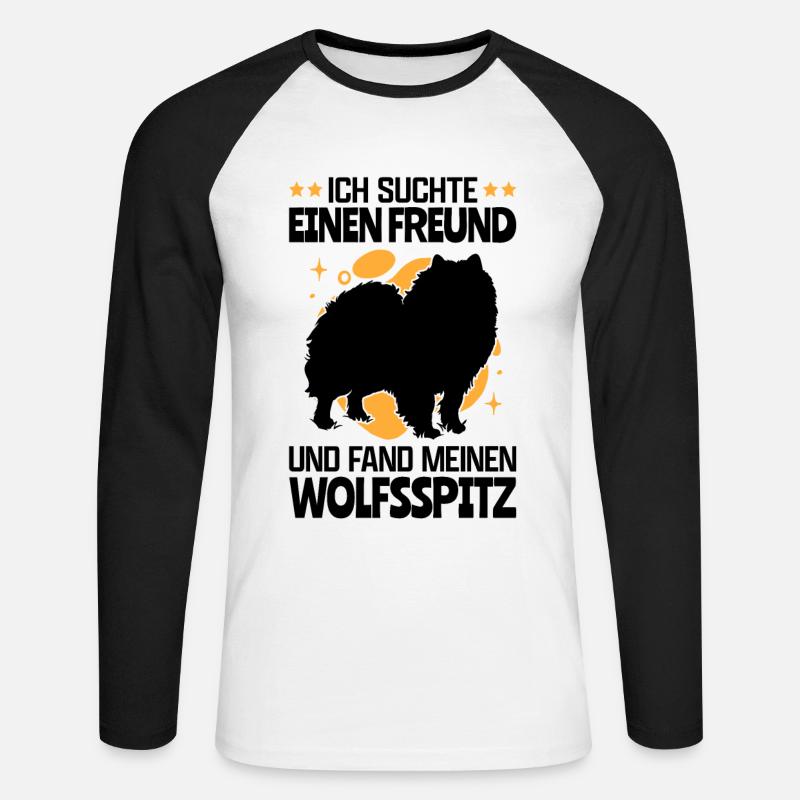 Suchte Wolfsspitz deutscher Spitz Keeshond - Unisex Baseballshirt langarm - Weiß/Schwarz