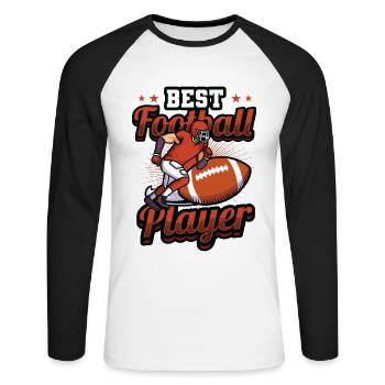 Bester American Footballspieler - Unisex Baseballshirt langarm - Weiß/Schwarz - Vorne - Nik (191cm)