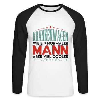 krankenwagen wie ein normaler mann aber viel coole - Unisex Baseballshirt langarm - Weiß/Schwarz - Vorne - Nik (191cm)