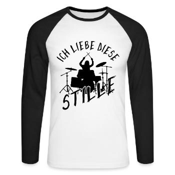 Drummer Ich Liebe Diese Stille Schlagzeug Set - Unisex Baseballshirt langarm - Weiß/Schwarz - Vorne - Nik (191cm)