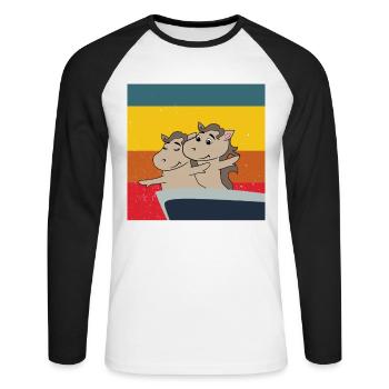 poulain de cheval mignon dans Titanic pose cheval mignon - T-shirt baseball manches longues Homme - blanc/noir - Devant - Nik (191cm)