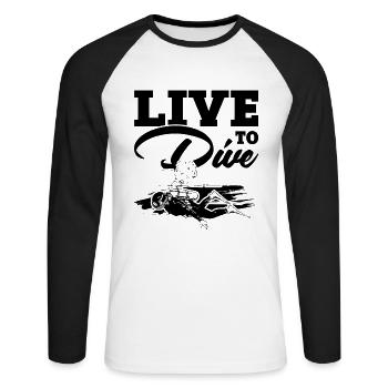 La vie pour plonger - T-shirt baseball manches longues Homme - blanc/noir - Devant - Nik (191cm)