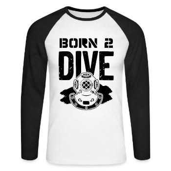 Né pour plonger - T-shirt baseball manches longues Homme - blanc/noir - Devant - Nik (191cm)