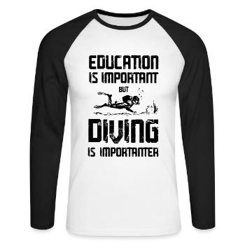 ausbildung tauchen - Unisex Baseballshirt langarm - Weiß/Schwarz - Vorne - Nik (191cm)