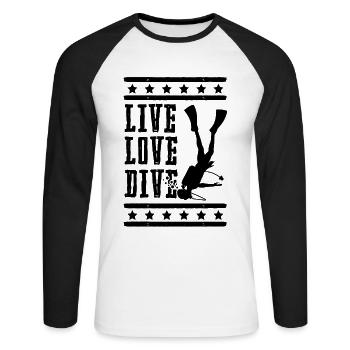 Life Love Diving - Unisex Long Sleeve Baseball T-Shirt - white/black - Front - Nik (191cm)