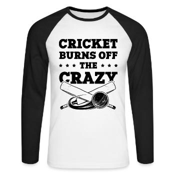 Cricket Crazy - T-shirt baseball manches longues Homme - blanc/noir - Devant - Nik (191cm)