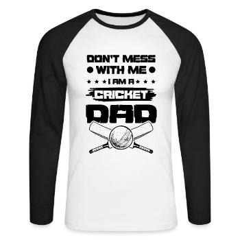 Cricket Papa - Unisex Long Sleeve Baseball T-Shirt - white/black - Front - Nik (191cm)