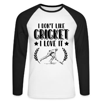 J’adore le cricket - T-shirt baseball manches longues Homme - blanc/noir - Devant - Nik (191cm)