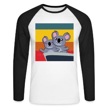 koalas mignons dans la pose du Titanic - T-shirt baseball manches longues Homme - blanc/noir - Devant - Nik (191cm)
