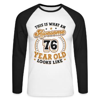 Voilà à quoi ressemble un grand homme de 76 ans. - T-shirt baseball manches longues Homme - blanc/noir - Devant - Nik (191cm)