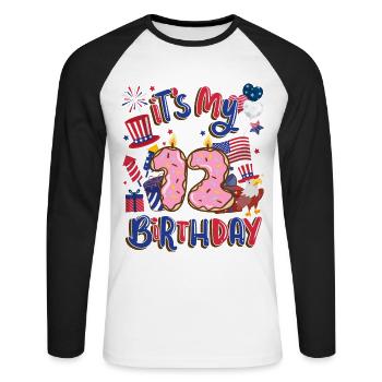 Es Ist Mein 12 Geburtstag Eagle 4. Juli - Unisex Baseballshirt langarm - Weiß/Schwarz - Vorne - Nik (191cm)