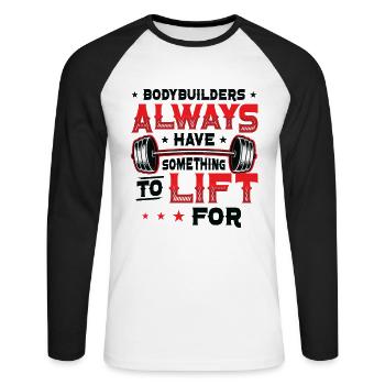 Bodybuilder Haben Etwas Zu Heben Für Gewicht - Unisex Baseballshirt langarm - Weiß/Schwarz - Vorne - Nik (191cm)
