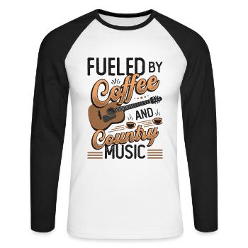 Von Kaffee Und Country-musik Angetrieben - Unisex Baseballshirt langarm - Weiß/Schwarz - Vorne - Nik (191cm)
