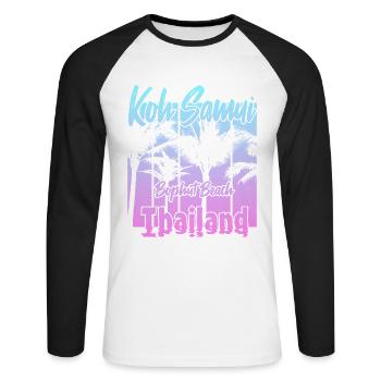 Koh Samui Thailand Bophut Beach - Unisex Long Sleeve Baseball T-Shirt - white/black - Front - Nik (191cm)