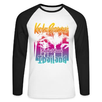 Koh Samui Thailand Bophut Beach - Unisex Long Sleeve Baseball T-Shirt - white/black - Front - Nik (191cm)