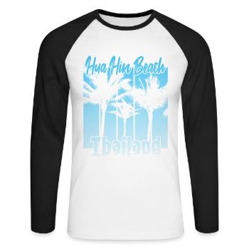 Hua Hin Beach Thaïlande - T-shirt baseball manches longues Homme - blanc/noir - Devant - Nik (191cm)