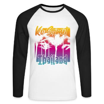 Ko Samet Thaïlande - T-shirt baseball manches longues Homme - blanc/noir - Devant - Nik (191cm)