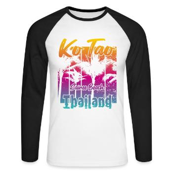Ko Tao Sairee Beach Thailand - Unisex Baseballshirt langarm - Weiß/Schwarz - Vorne - Nik (191cm)